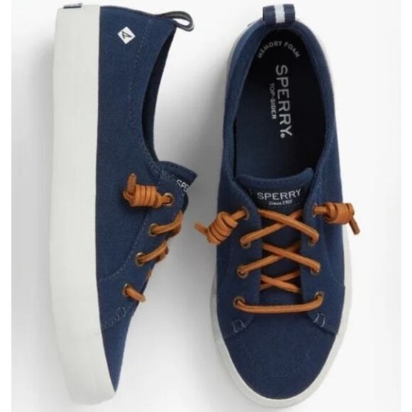 Sperry Womens Crest Vibe Navy Canvas Ankle Boat Shoes Sneakers Size 7 Preppy - Picture 2 of 10